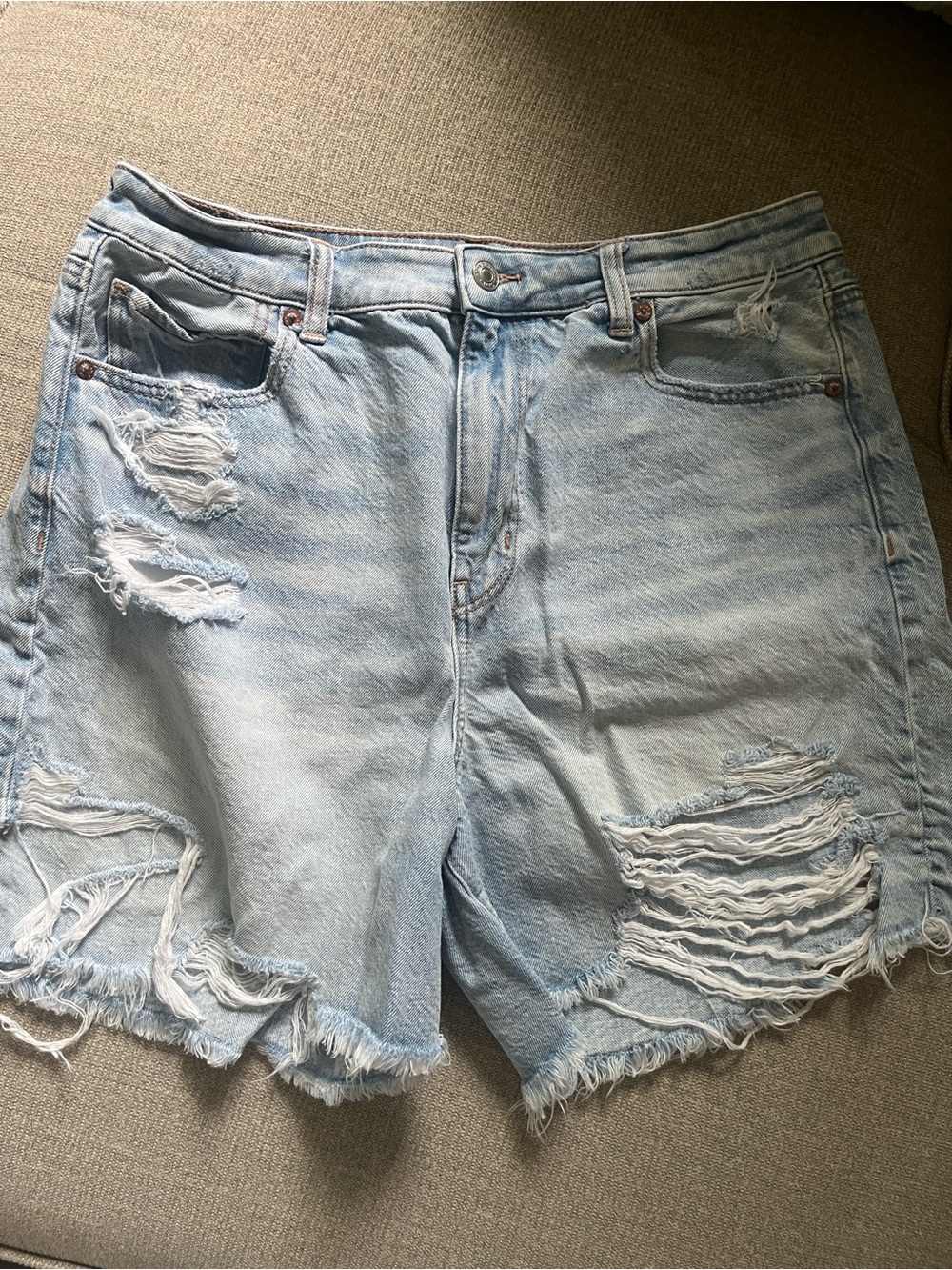 American Eagle Outfitters Light Wash Distressed Denim Shorts